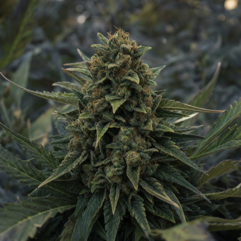 Outdoor macro photograph of the Gelato Auto flower on a living plant