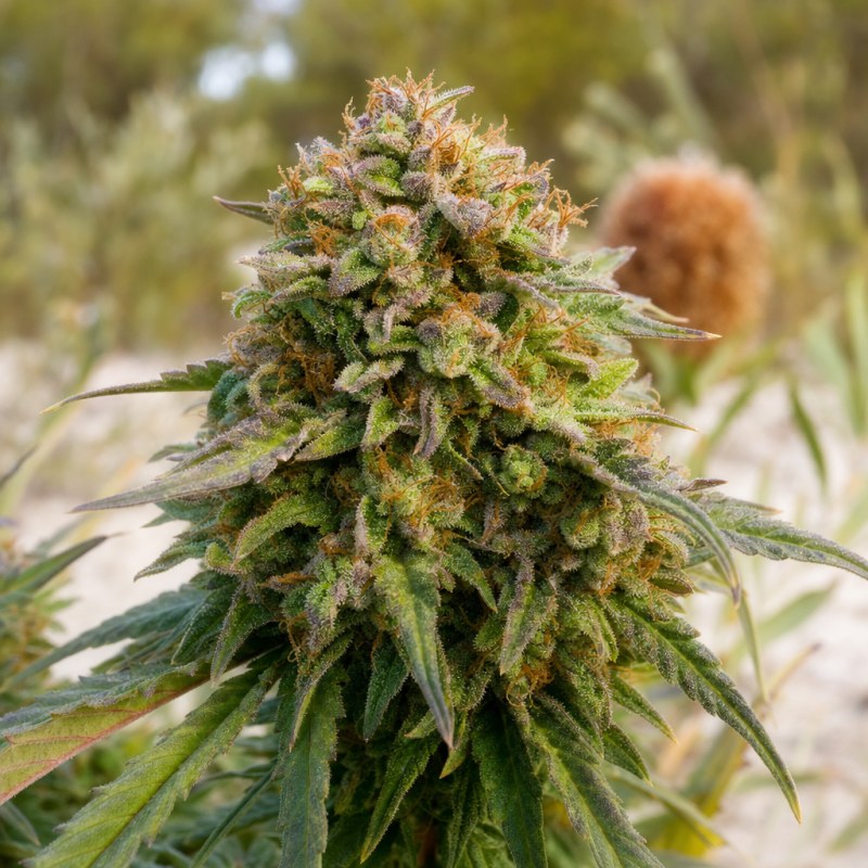 Outdoor macro photograph of the Ace of Spades flower on a living plant