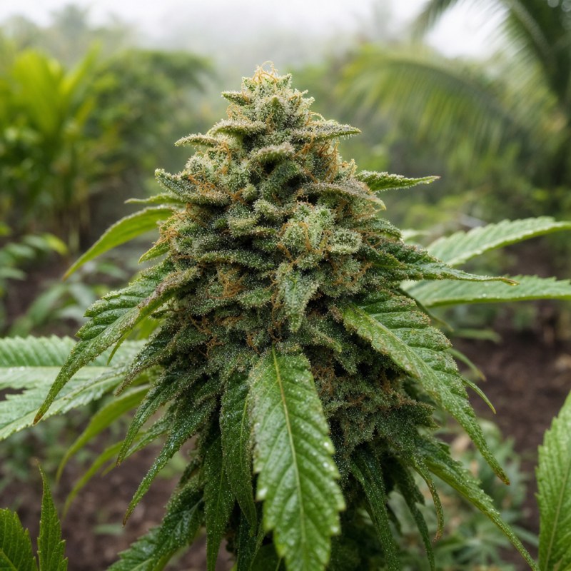 Outdoor macro photograph of the Death Bubba flower on a living plant