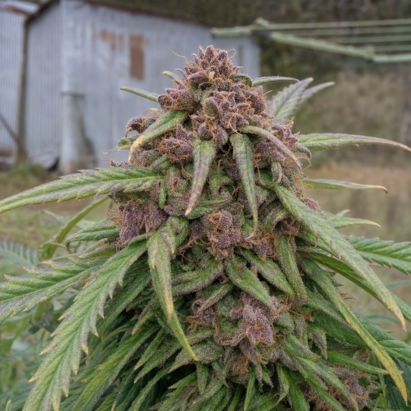 Outdoor macro photograph of the Dr. Funk flower on a living plant