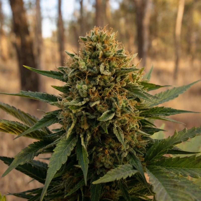Outdoor macro photograph of the Hog's Breath flower on a living plant