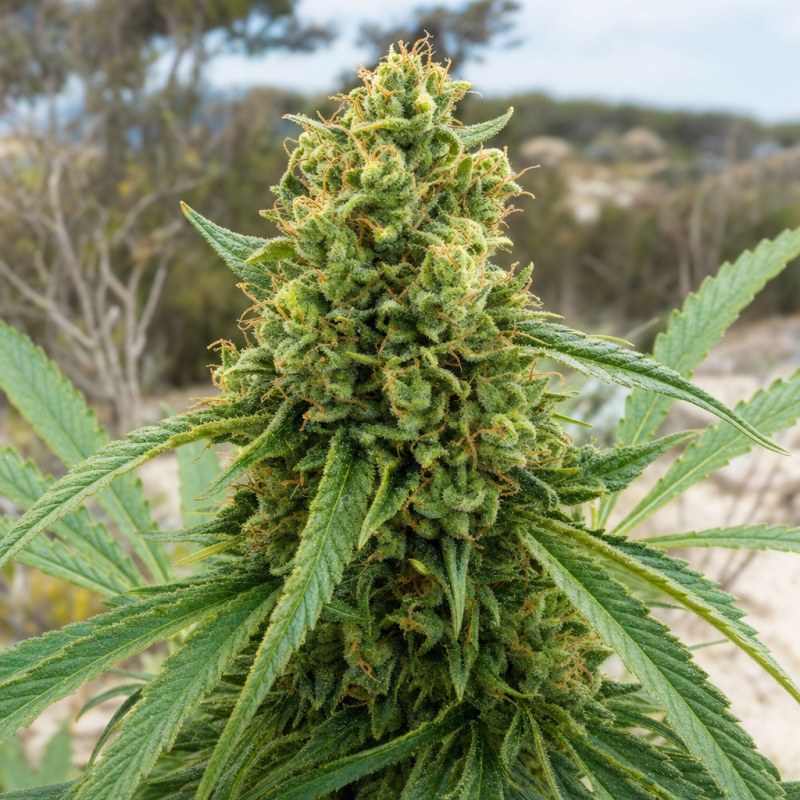 Outdoor macro photograph of the Orange Skunk flower on a living plant