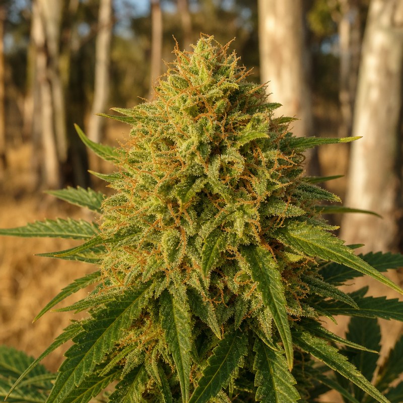 Outdoor macro photograph of the Red Headed Stranger flower on a living plant