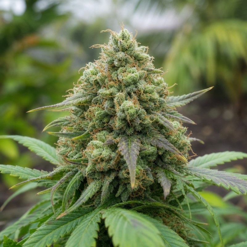 Outdoor macro photograph of the Shiva Skunk flower on a living plant