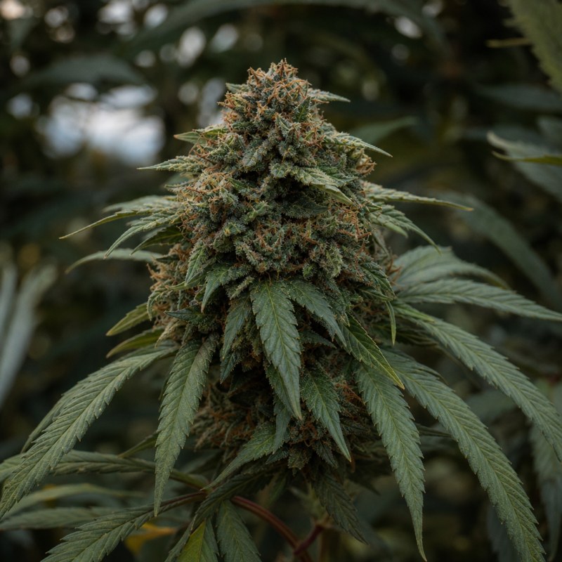 Outdoor macro photograph of the Space Bomb flower on a living plant