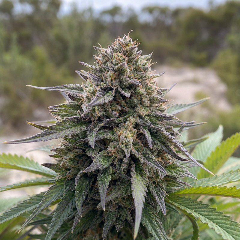 Outdoor macro photograph of the Tiger Woods flower on a living plant