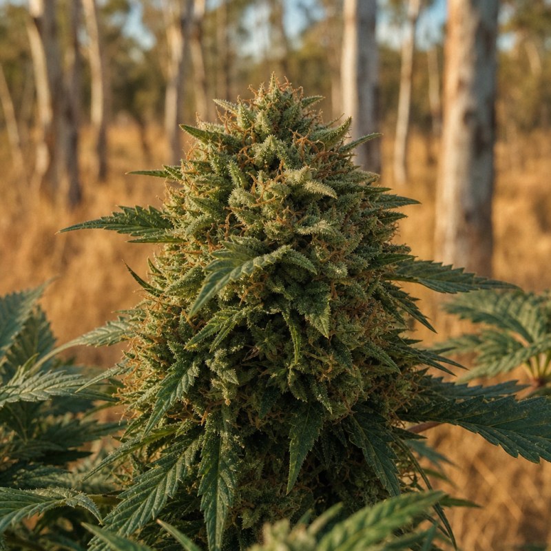 Outdoor macro photograph of the Bakerstreet Auto flower on a living plant