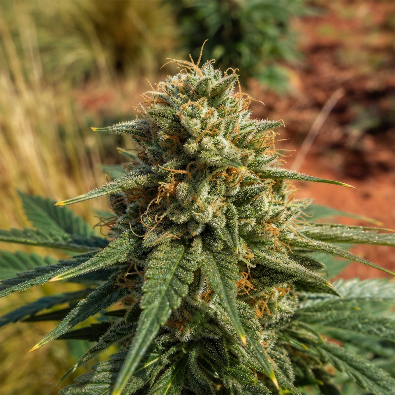 Outdoor macro photograph of the Biochem flower on a living plant