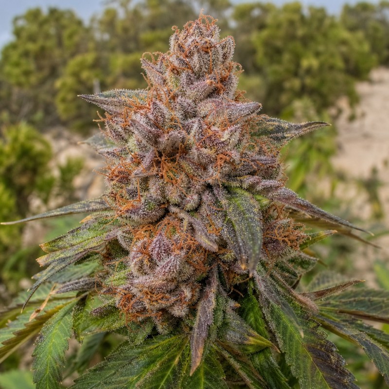 Outdoor macro photograph of the Blueberry Space Cake flower on a living plant