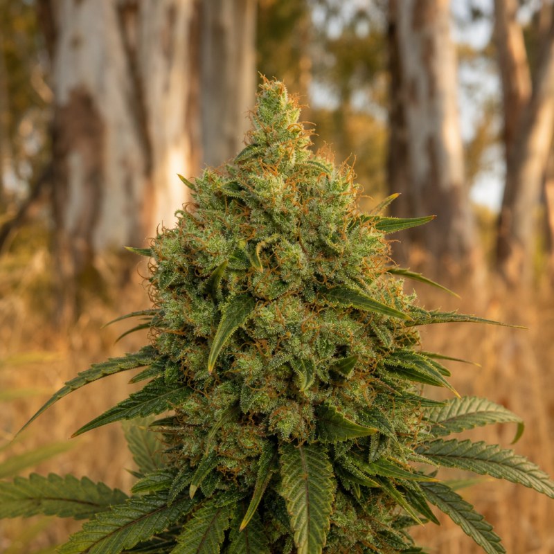 Outdoor macro photograph of the Brand X flower on a living plant