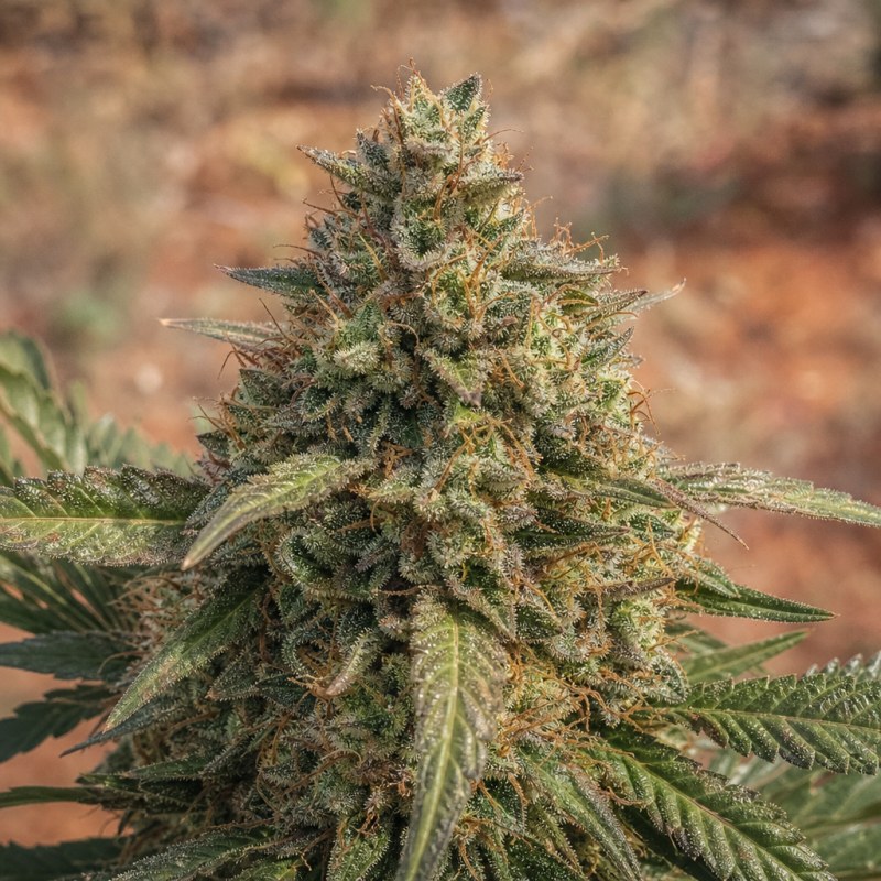 Outdoor macro photograph of the Bubba Tom Hayes flower on a living plant
