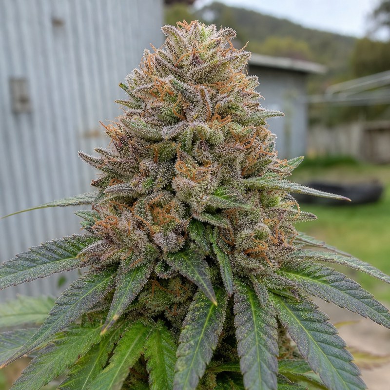 Outdoor macro photograph of the Burkle Auto flower on a living plant