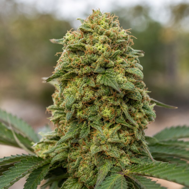 Outdoor macro photograph of the Casey Jones flower on a living plant
