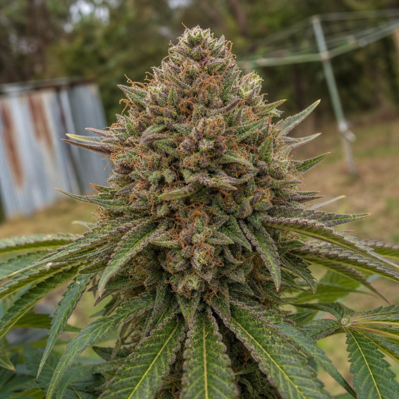 Outdoor macro photograph of the Cherry Cola flower on a living plant