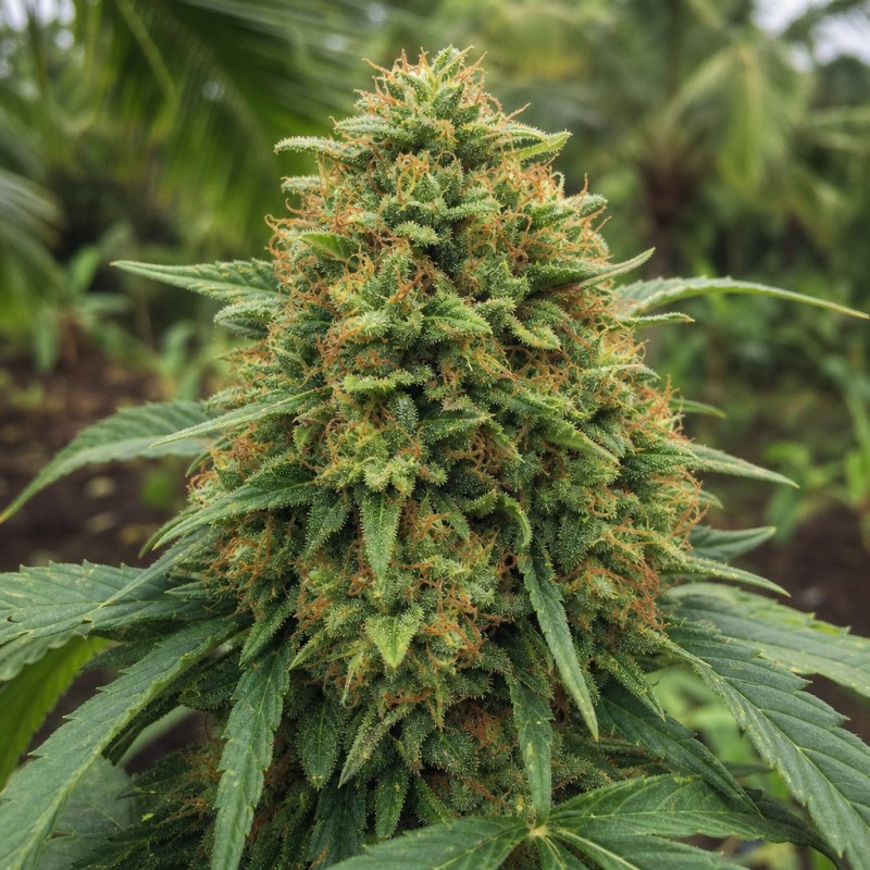 Outdoor macro photograph of the Dream Queen Auto flower on a living plant