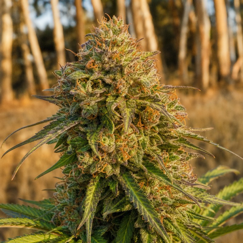 Outdoor macro photograph of the Euphoria Cookies flower on a living plant