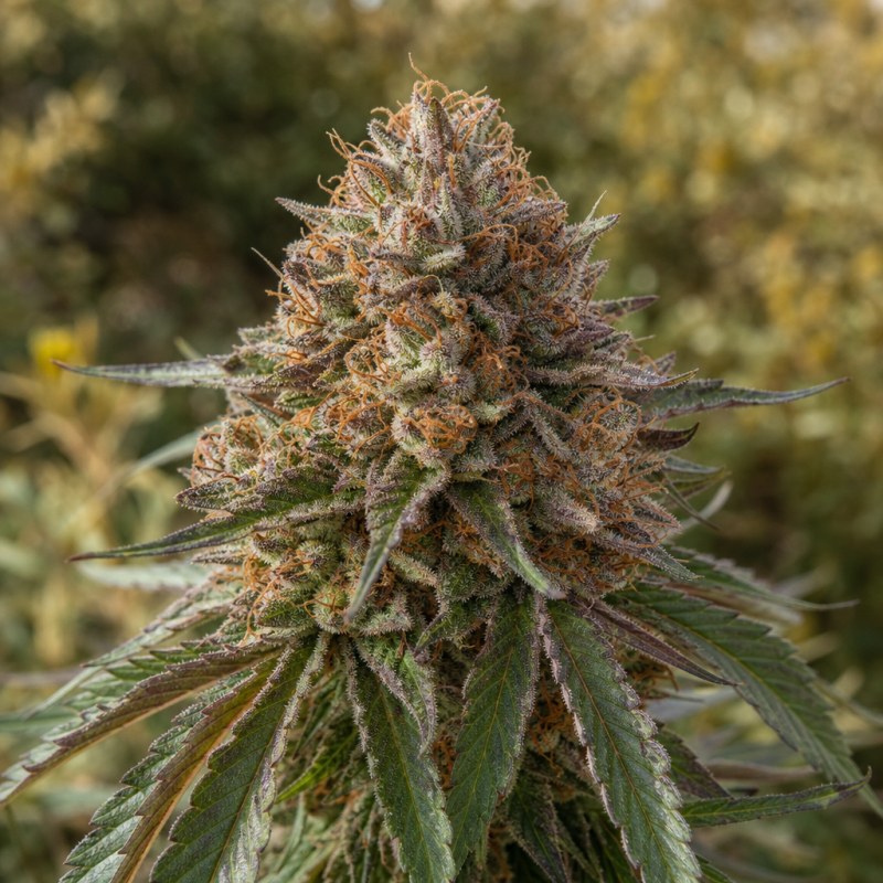 Outdoor macro photograph of the Fat Purple flower on a living plant