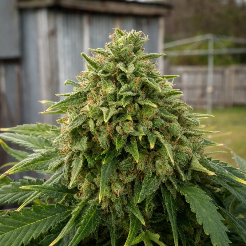 Outdoor macro photograph of the Original Glue flower on a living plant