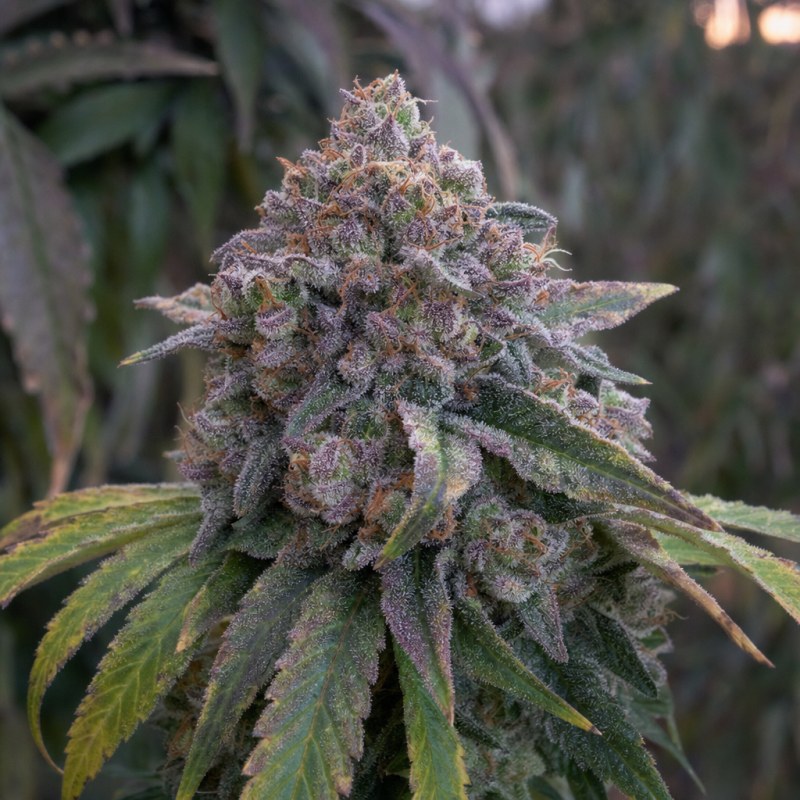 Outdoor macro photograph of the Bubblegum Sherbet Auto flower on a living plant