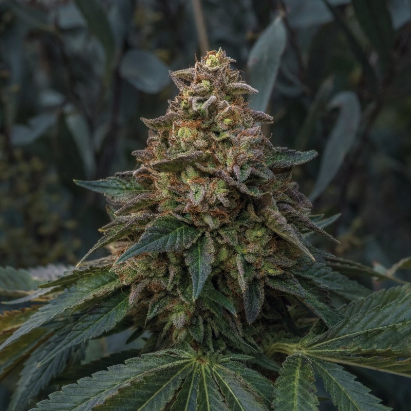 Outdoor macro photograph of the Blue Cheese flower on a living plant