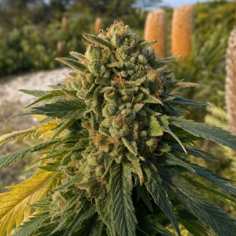 Outdoor macro photograph of the Donny Burger flower on a living plant