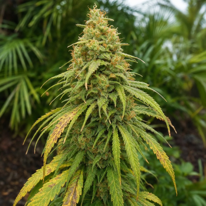 Outdoor macro photograph of the Kali Mist flower on a living plant