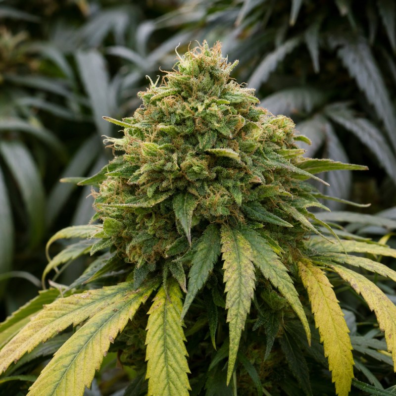 Outdoor macro photograph of the Cannatonic flower on a living plant